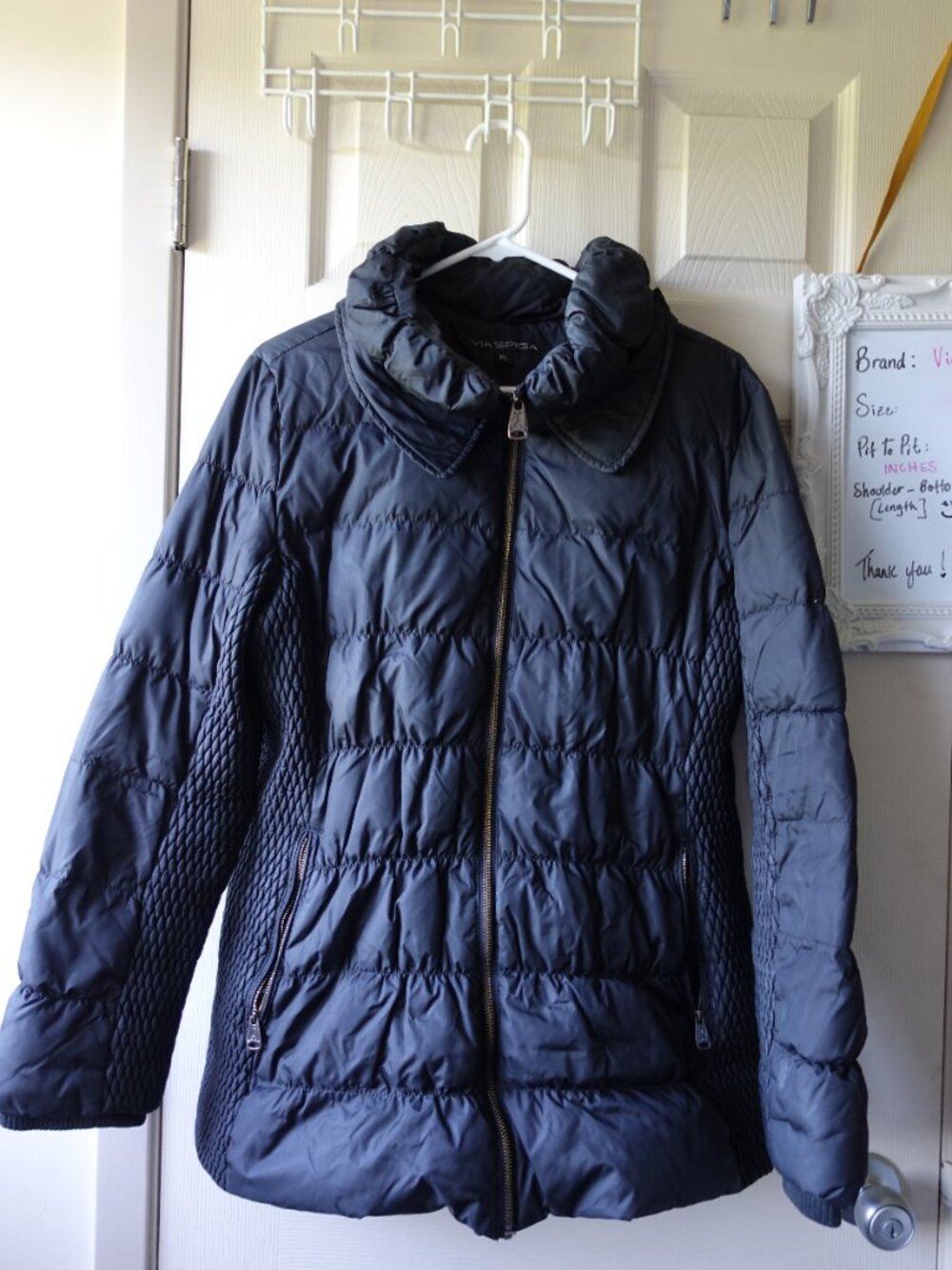 Via Spiga Black Quilted Puffer Coat